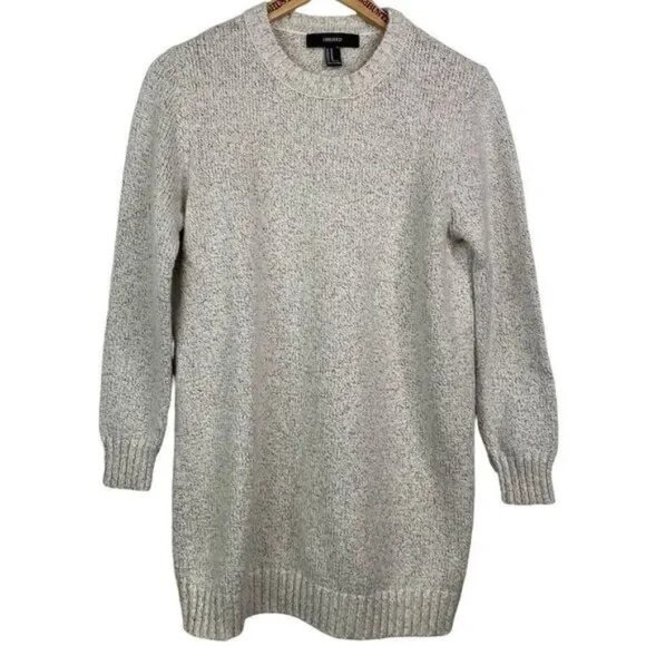 FOREVER 21 WOMEN'S LIGHT GRAY LONG SLEEVE TUNIC SWEATER SIZE MEDIUM-NICE! - Picture 1 of 6